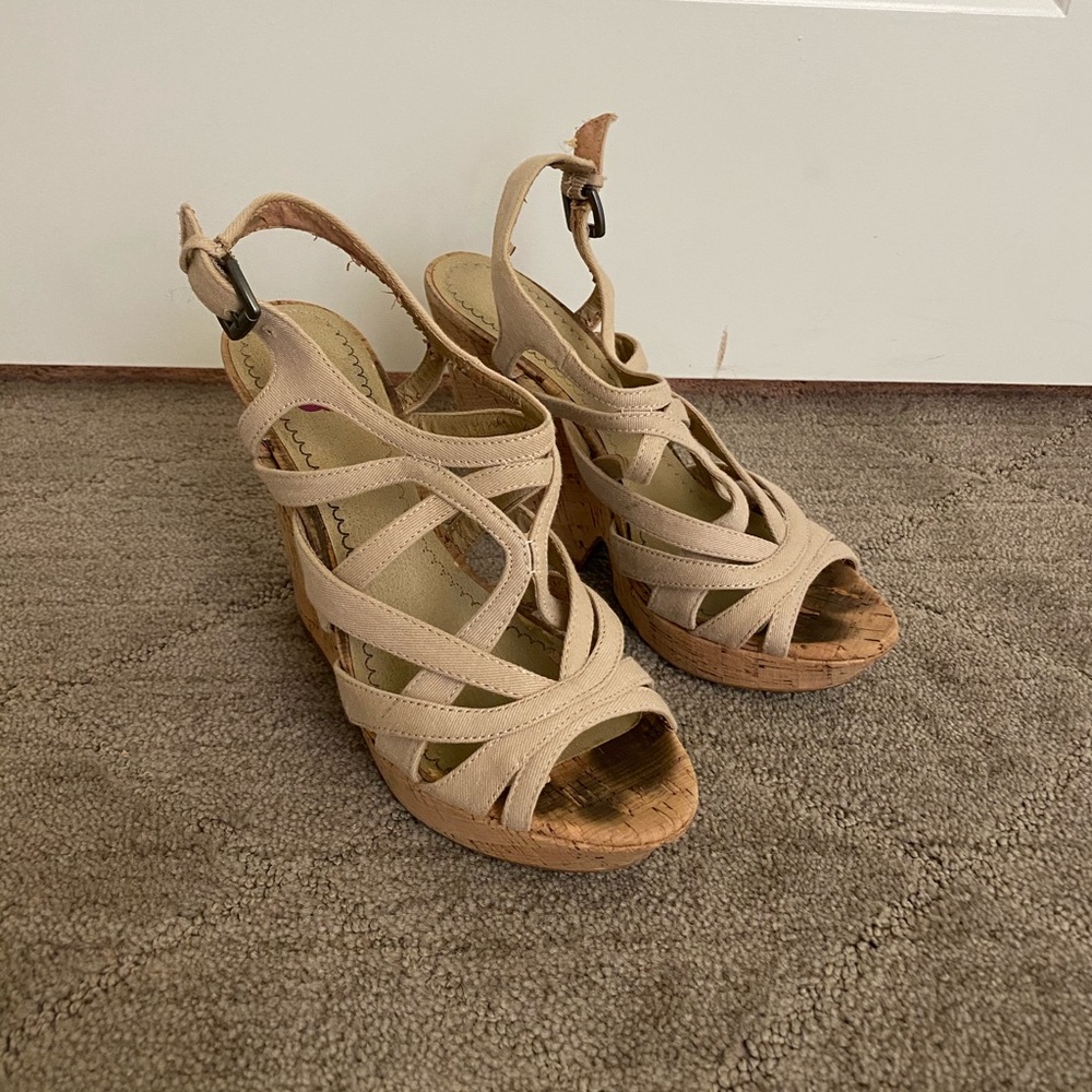 BP Nordstrom Tan Platform Wedges